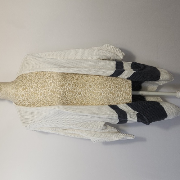 Fresh Produce White Grey Loose Knit Slouchy Front Pockets Cardigan Size XS/S - Picture 1 of 14